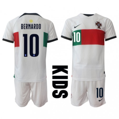 Echipament fotbal Portugalia Bernardo Silva #10 Tricou Deplasare Mondial 2022 pentru copii maneca scurta (+ Pantaloni scurti)